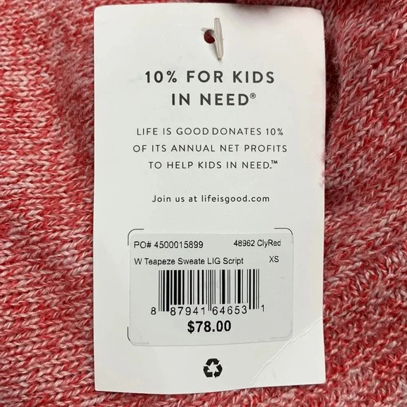 NWT Life is Good red white trapeze sweater sz xs - Picture 10 of 10